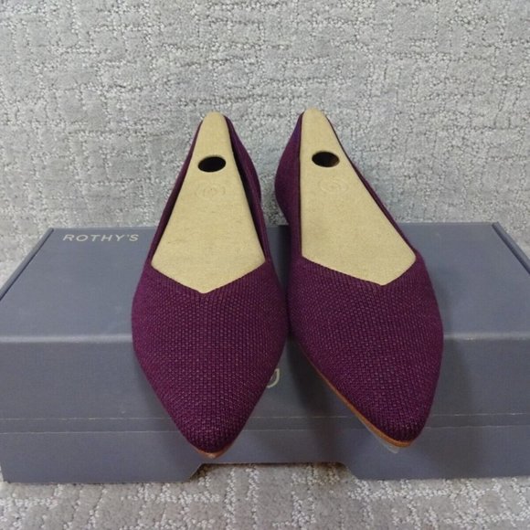 ROTHY'S The Merino Aubergine Purple Pointed Flat Shoes Women's Multiple Sizes - Picture 14 of 16